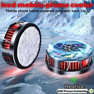 1pc Icing Mobile Phone Cooler 15W High Power Enhanced Cooling Rapid Cooling Magnetic Suction Semiconductor Cooling Colourful RGB Lights Mobile Phone Tablet Computer Two Temperature Adjustment Silent Cooling Instant Icing To Improve The Performance Of Mobile Phones Ice Type-black Semiconductor Radiator