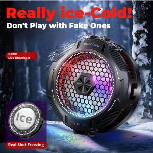 1pc Mobile Phone Cooler 15W Icing Two-Speed Adjustment Colourful RGB Lighting Essential For Gaming/Live Streaming/Watching Videos 8-Side Metal Fan Extreme Cooling With Back Clip/Magnetic Patch Semiconductor Extreme Silent Cooling Powerful Wind Power High Conductivity Large Area Rampage Performance Black