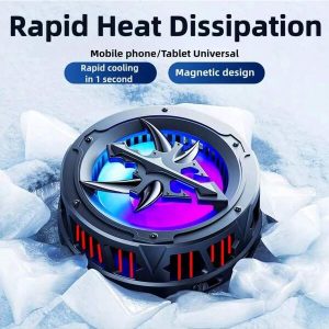 1pc Mobile Phone Cooler Three-Speed Adjustment Enhanced Cooling Magnetic Design Mobile Phone/Tablet Universal Open Mobile Phone Speed Mode Black